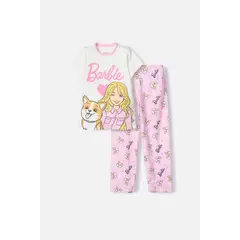 MATTEL - Pijama de Barbie rosada de manga corta para niña