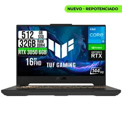 ASUS - PORTATIL TUF INTEL CORE 5-210H RTX 3050 6GB SSD 512GB RAM 32GB 16" WUXGA 144HZ