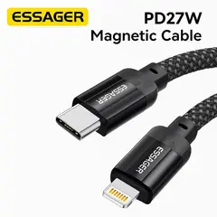 GENERICO - Cable Essager USB - C a Lightning 27W Trenzado 1m Negro