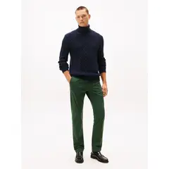 TOMMY HILFIGER - Pantalón verde chino Denton recto de sarga