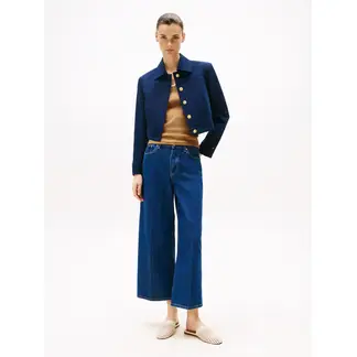 TOMMY HILFIGER - Jeans azul tobilleros de pierna ancha y talle alto