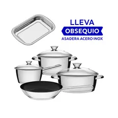 TRAMONTINA - Juego de Ollas Allegra de Acero Inoxidable de 4 Piezas