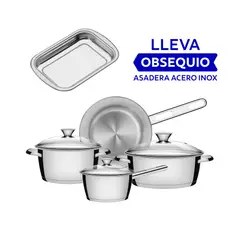 TRAMONTINA - Juego de Ollas Allegra en Acero Inoxidable de 4 Pzs
