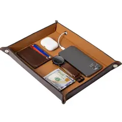 GENERICO - Bandeja Organizadora De Cuero Café Obsequio Escritorio
