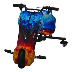 GENERICO - Triciclo Eléctrico Drift Grande Azul Con Llamas Para Niños, Jóvenes Y Adultos