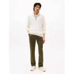 TOMMY HILFIGER - Pantalón verde oscuro chino Denton recto de sarga para hombre