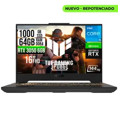 ASUS - PORTATIL TUF INTEL CORE 5-210H RTX 3050 6GB SSD 1TB RAM 64GB 16" WUXGA 144HZ