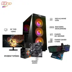 AMD - Computador Gamer Ryzen 7 5700G / 32GB / 1.5TB / Monitor 24" 120Hz / Combo Gamer