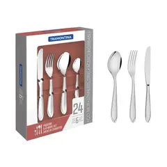 TRAMONTINA - Juego de cubiertos Laguna de acero inoxidable con cuchillos de mesa 24 piezas