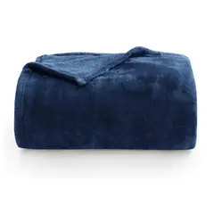 PASTELL - Cobija manta frazada piel ángel térmica unicolor Azul Oscuro