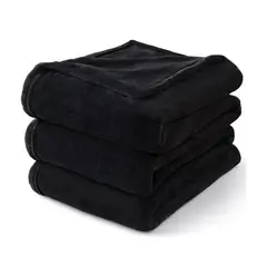 PASTELL - Cobija manta frazada piel ángel térmica unicolor Negro