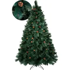 JARDIMEX - Arbol De Navidad Escoces Doble Rama Con Piñas 190m Verde