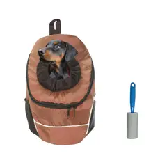 HALLY PET - Morral Cargador Ventana Med + Quitamotas Marron