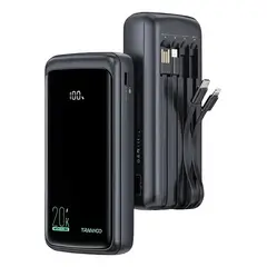 GENERICO - Power Bank 4 en 1 20000 mAh con Cables Integrados y Pantalla LED