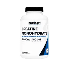 NATURAL ENERGY PRODUCTS - Monohidrato De Creatina Nutricost 3000mg Por Servicio 180 Cápsulas