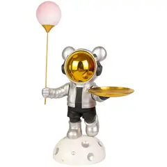 MOBLIHOUSE - Astronauta Decorativo Con Luz Ambiental Bandeja Metálica XL