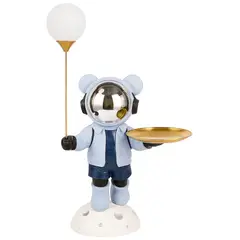 MOBLIHOUSE - Astronauta Decorativo Con Luz Ambiental Bandeja Metálica XL