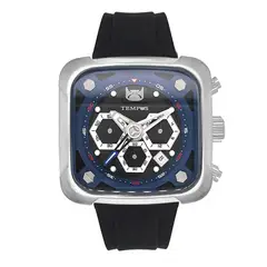 TEMPUS - Reloj Negro Pantalla Azul Para Caballero 6096-02