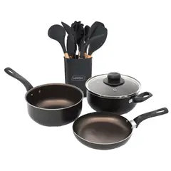 UNIVERSAL - Batería de Cocina Antiadherente 4 Piezas + Set de Utensilios