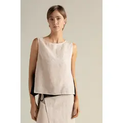 TOUCHE BALNEAIRE - Top manga corta en lino 100% 0A84C61