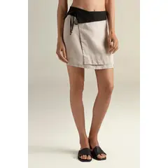 TOUCHE BALNEAIRE - Falda corta en lino 100% en bloques de color 0A86C61