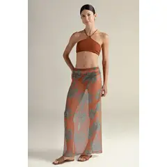 TOUCHE BALNEAIRE - Falda larga en malla con lurex dorado 0F18061