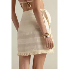 TOUCHE BALNEAIRE - Falda pareo corta en mezcla de algodón y lino 0F50C61