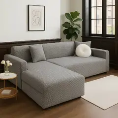 CHINA GLAZE - Funda Sofá L Shape Lavable Y Elástica Gris