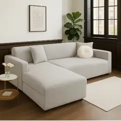 CHINA GLAZE - Funda Sofá L Shape Lavable Y Elástica Gris Claro