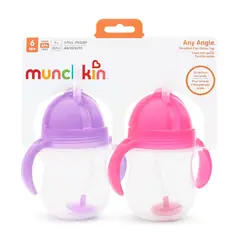 MUNCHKIN - Set x2 Vaso Pitillo Antiderrame 7 Oz Para Bebe