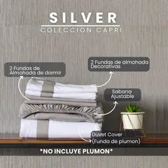 AMARE HOME - Duvet Cover Capri Silver para cama Sencilla -