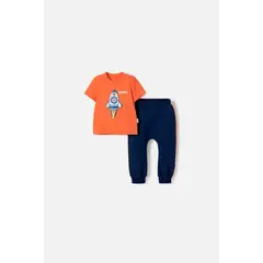 NASA - Conjunto de la con pantalón largo naranja y azul para bebé niño