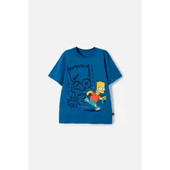 DISNEY - Camiseta de los Simpson manga corta azul para niño