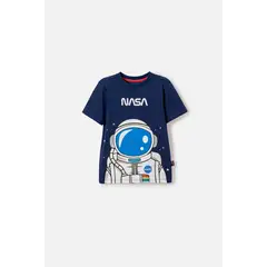 NASA - Camiseta de manga corta azul para niño 2T a 5T