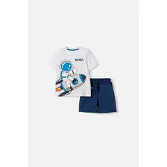 NASA - Conjunto de la con pantalón corto blanco y azul para niño 2T a 5T