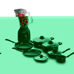 UNIVERSAL - Juego de Ollas 11 Piezas + Licuadora 2 Litros Mertec 250W