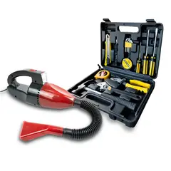 MERTEC - Kit Caja De Herramientas 15 Piezas + Aspiradora De Coche Portatil 12V