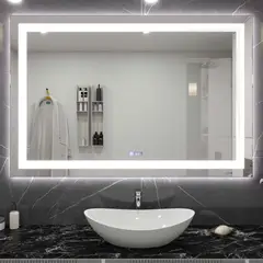 GENERICO - Espejo De Baño Reloj 80x120 Luz Led Blanca Reloj Digital y temperatura