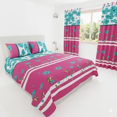 ELEGANT - Set Cama Doble Estampado + Cortina