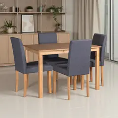 ELITE LIVING - COMEDOR DAYTONA 4 PUESTOS NATURAL NATURAL MICROFIBRA GRIS PLOMO