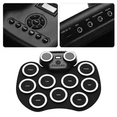 AMERICAN GENERICS - Kit de Batería Electrónica Enrollable con Luces LED y Altavoces Bluetooth