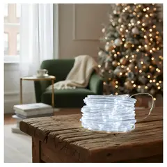 GENERICO - Luces Navideñas Con Panel Solar 100 Led Blanco - 12 Metros