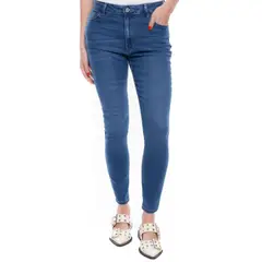 COLOR BLUE - High Waist Skinny Fit Jeans Tono Medio