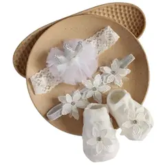 GENERICO - Set De Accesorios Para Niña Diseños Tiernos Talla 0-6 Blanco