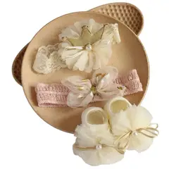 GENERICO - Set De Accesorios Para Niña Diseños Tiernos Talla 0-6 Beige