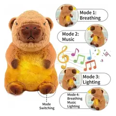 GENERICO - Peluche Capibara cafe respira Tiene Luz Y Música Juguete