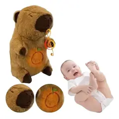 GENERICO - Peluche Capibara cafe respira Tiene Luz Y Música Juguete