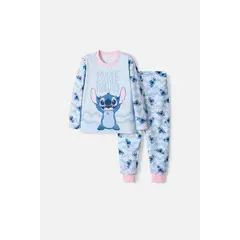 DISNEY - Pijama de Stitch con pantalón largo multicolor para niña 2T a 5T