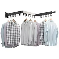 GENERICO - Tendedero De Ropa Plegable Ajustable 15 Ganchos Negro