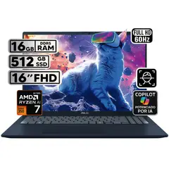 ASUS - PORTÁTIL VIVOBOOK 16 RYZEN AI 7 16GB 512GB SSD PANTALLA 16″ WUXGA